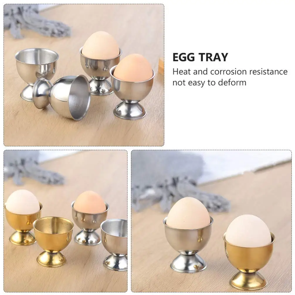 Wholesale Prices Stainless Steel Egg Cups Egg Cup Holder Set for Soft Boiled Eggs Tray Kitchen Tool with Customized Logo