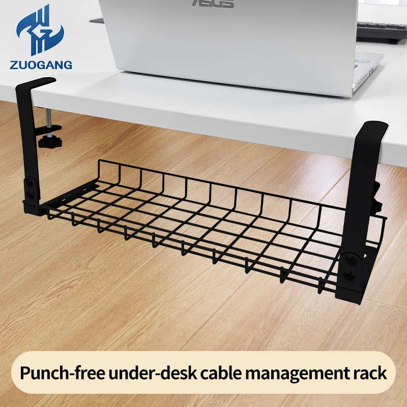 Accept customization No Drill Wire Mesh Trays Under Desk Cable Management Tray Storage Rack
