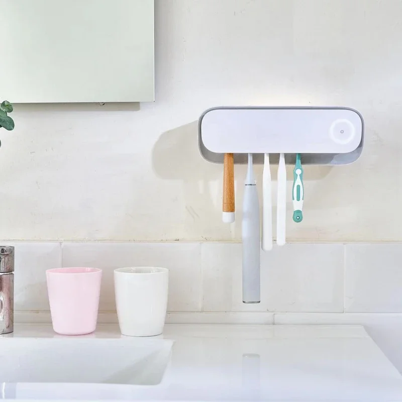 3 in 1 Solar Rechargeable Toothbrush Storage & Sterilizer Box UVC Light Toothbrush Sanitizer Holder