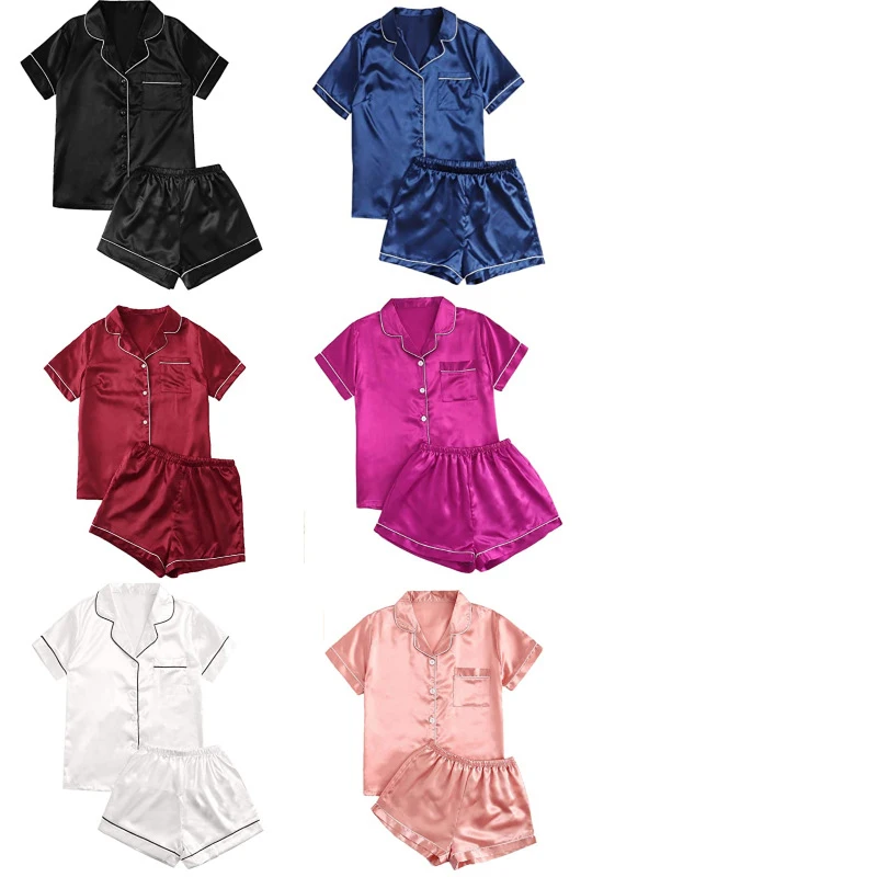 custom logos silk pajamas ladies night two pieces sleep wear pajamas 2 piece shorts set women clothing 2024 summer