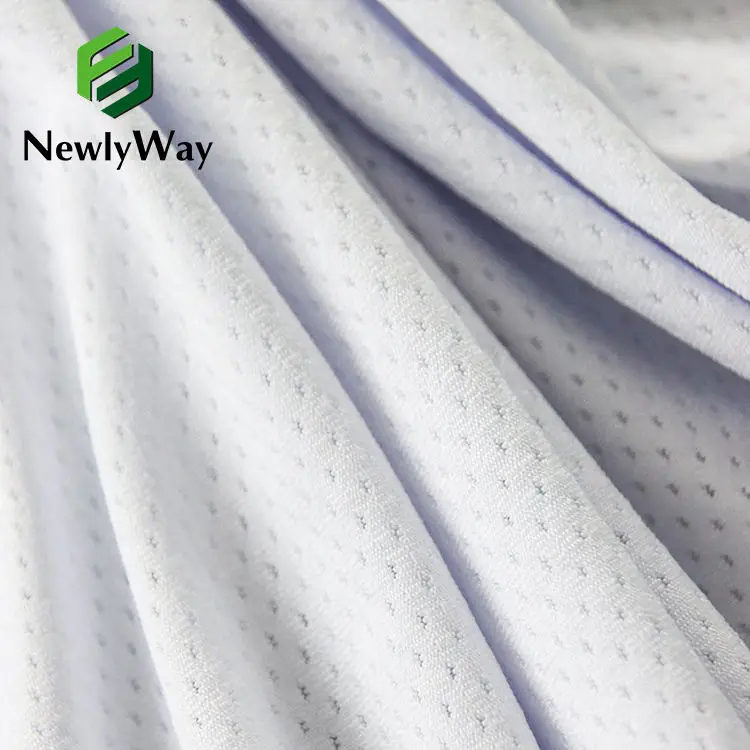 high elasticity stretch mesh dense hole polyester jacquard sports suit moisture wicking fabric