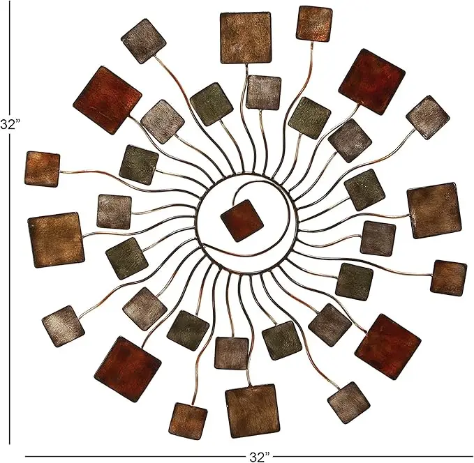 TMH Centered Elegance Metal Wire Wall Art with Intricate Middle Square Design for Modern and Sophisticated Home Decor