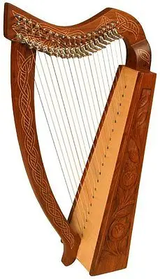 Handmade 19-String Harp with Engraved Design Musical Instruments & Accessories