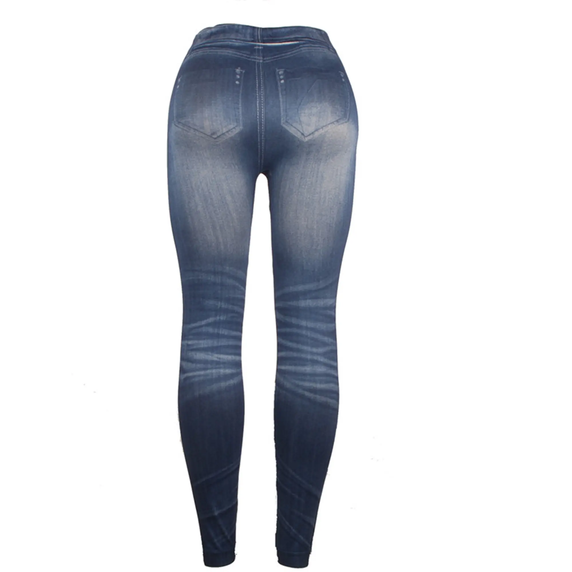 Denim Print Leggings For Women High Waist Soft Jeggings Skinny Tummy Control Girls Pull Up Jean Pencil Jeans Tights Activewear