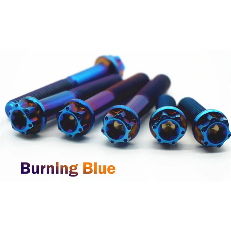 Motorcycle hexagon head anodized flange Gr2 Gr5 titanium bolt
