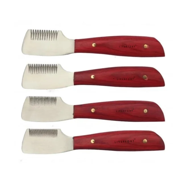 Wholesale 4pcs Pet Grooming Scissors Set Dog Carding Comb Coat Rakes Stripping Terriers High Quality Wooden Handle Cleaning Fox