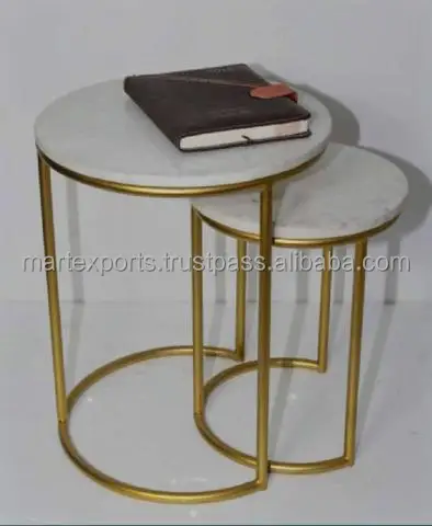 Metal Coffee Table Side Table Made with high quality iron and marble customize set Powder Coating