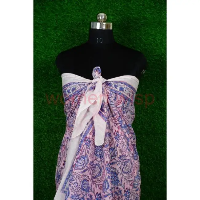 Cotton handmade Best Quality Custom Print 100% cotton cover up sarong women beach sarong pareo