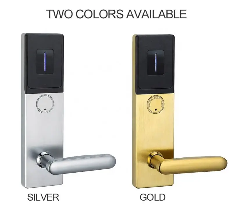 Rfid Hotel Lock System, Rf Card Electronic Fingerprint Door Handle Lock, Smart Hotel Security Door Lock System CN;GUA 8001