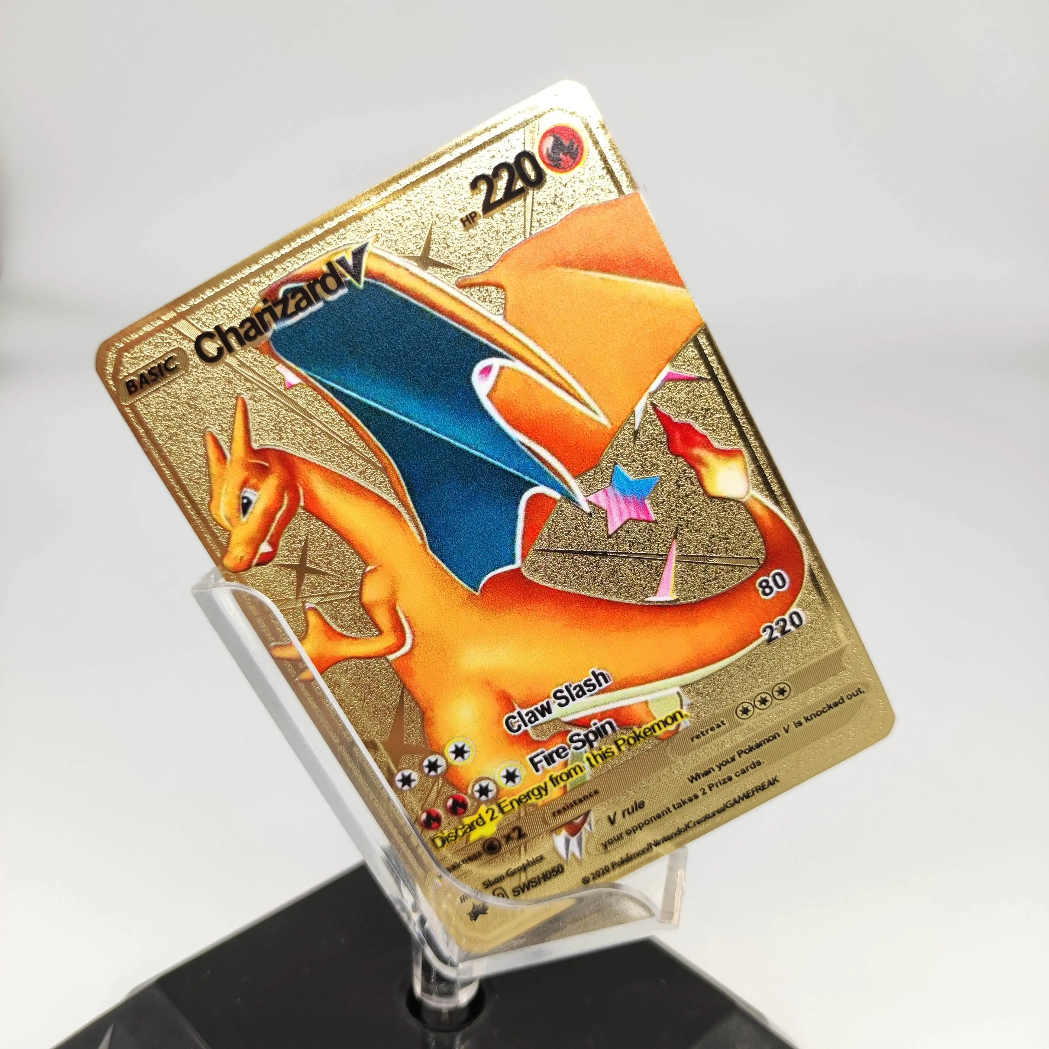 Rare Charizard,Pikachu Gold Black Metal Carte Poke mon Card Original 1st First Edition Ex Gx Tcg Vmax Trading Playing Game Cards
