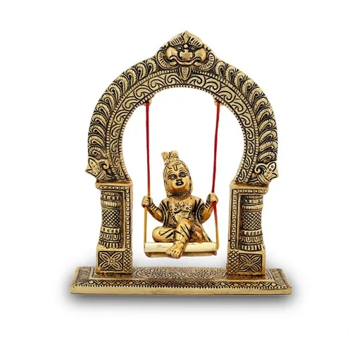 High quality Handmade sri krishna idol Gold Plated lord krishna statue handmade krishna gold plated indian wedding gift item