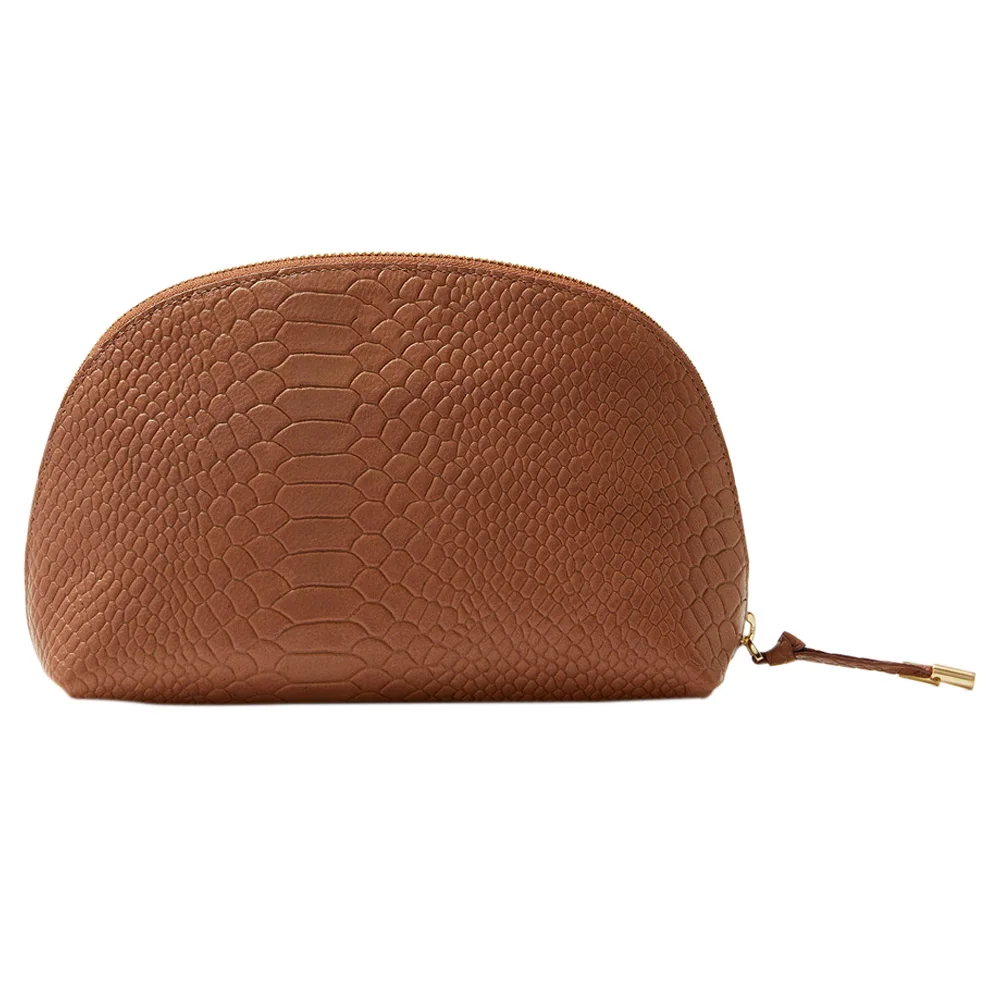 Trendy Travel Cosmetic pouches Vintage Brown Leather large cosmetic bag Carry All Pouch Fashion Travel Makeup Cosmetic Bag