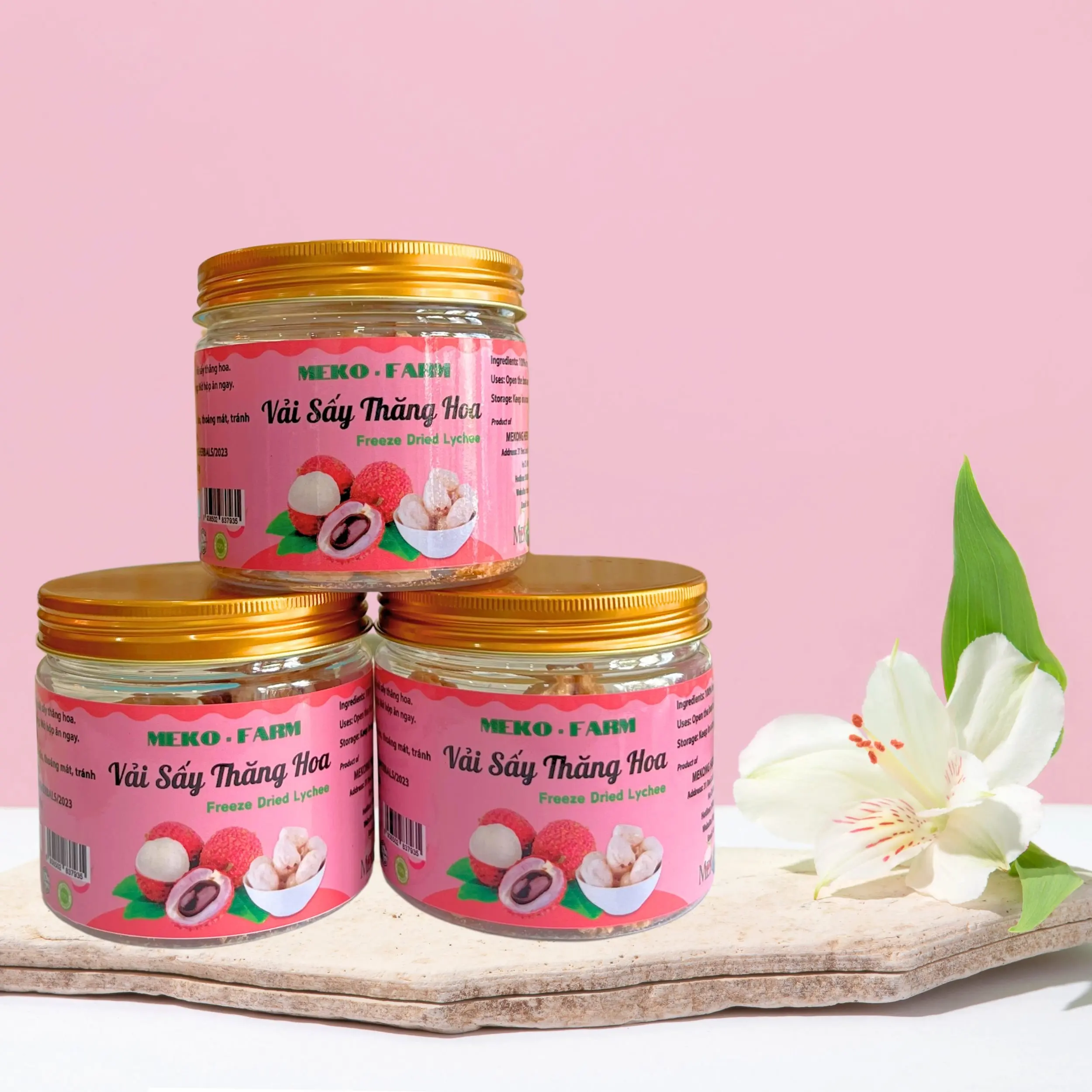 MEKO - FARM FREEZE DRIED LYCHEE/FD LYCHEE  FROM MEKONG HERBALS (100% FRESH LYCHEE)