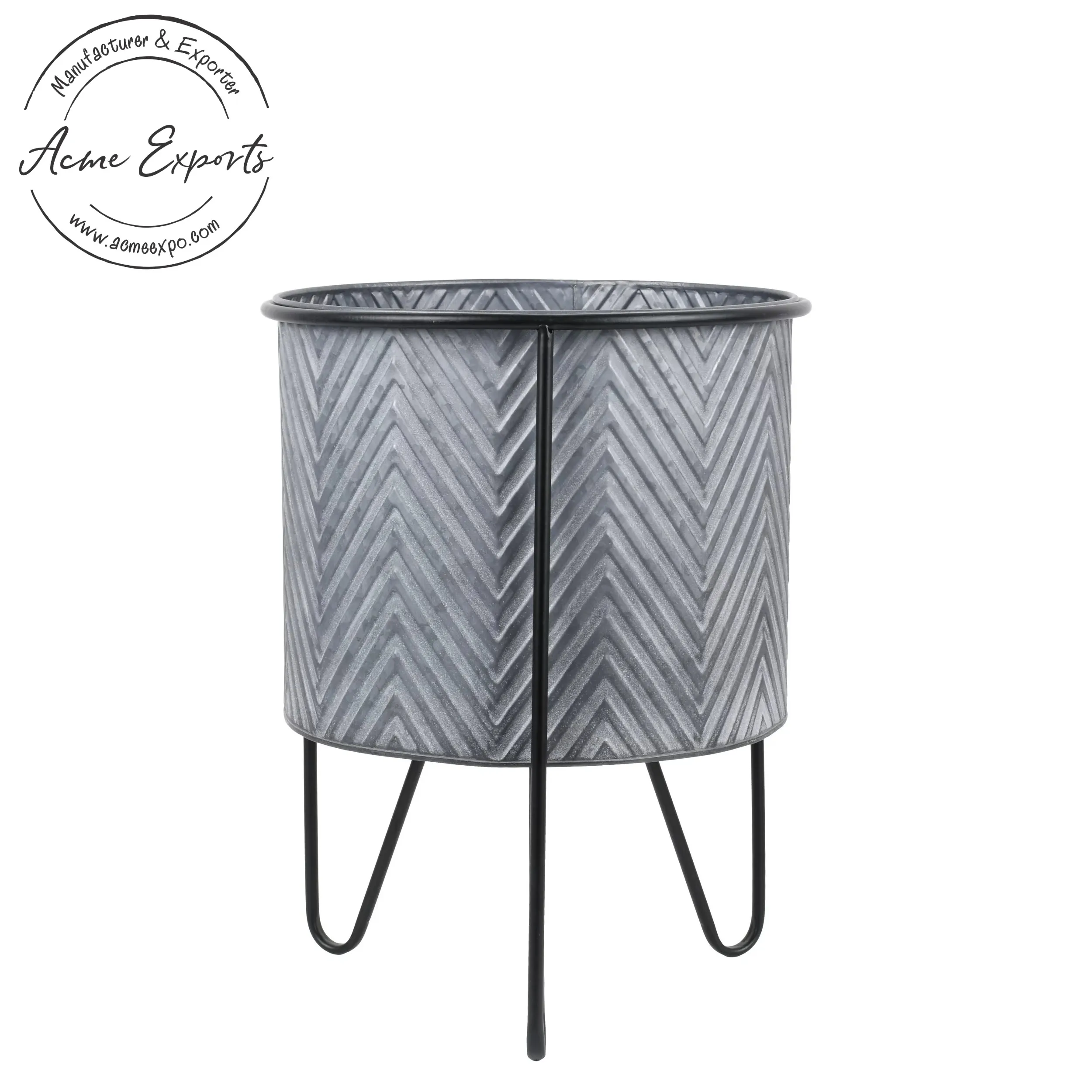 Best Quality Small Handmade Set of 2 Galvanized Iron Oval Bucket Planter with Rust Trim and Handles Used for Garden Balcony