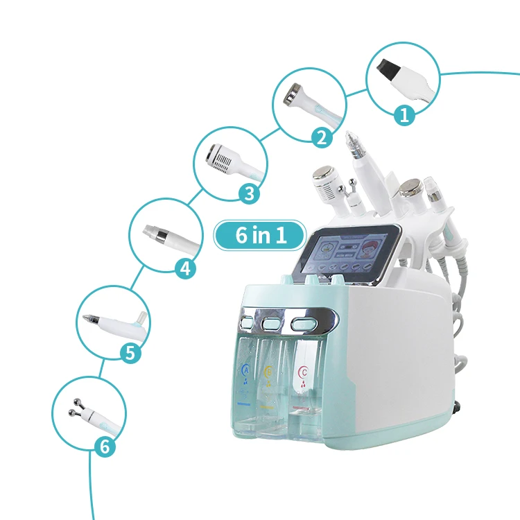 Portable hydrodermabraasion diamond skin firm oxygen jet h2o2 rf tightening acne treatment anti-aging spa device