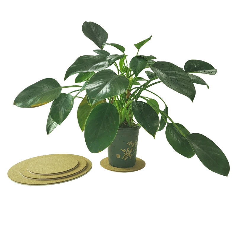 Indoor growing FCC IP65 PVC cork plant coasters round plant mat cork