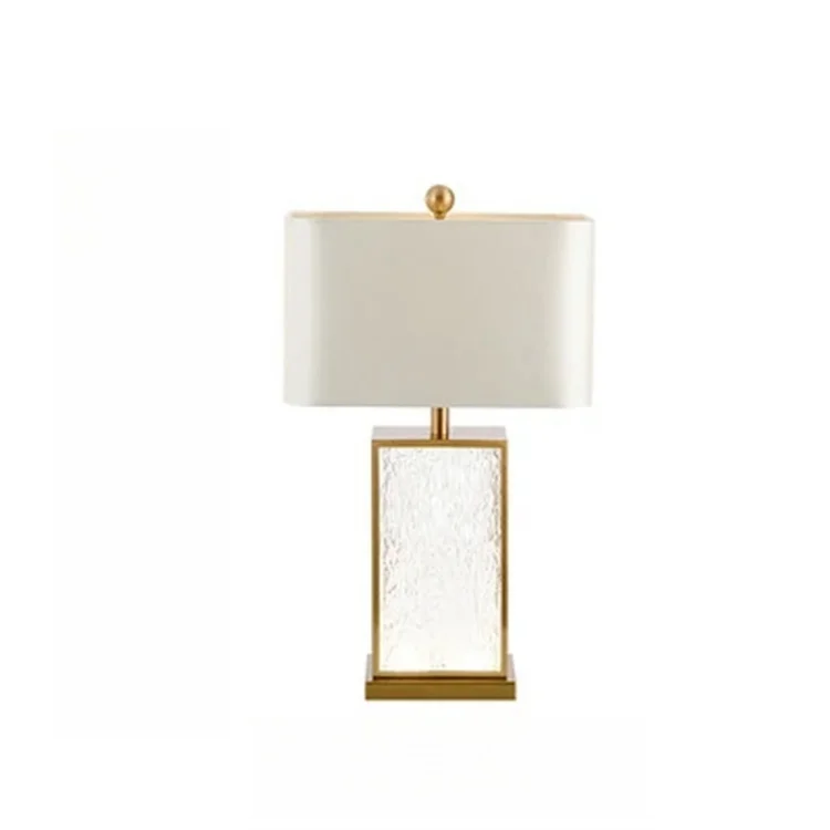 Modern Simple and Luxurious Colored Glass Table Lamp Corrugated Gold Frame Living Room Decoration American Art Bedside Lamp