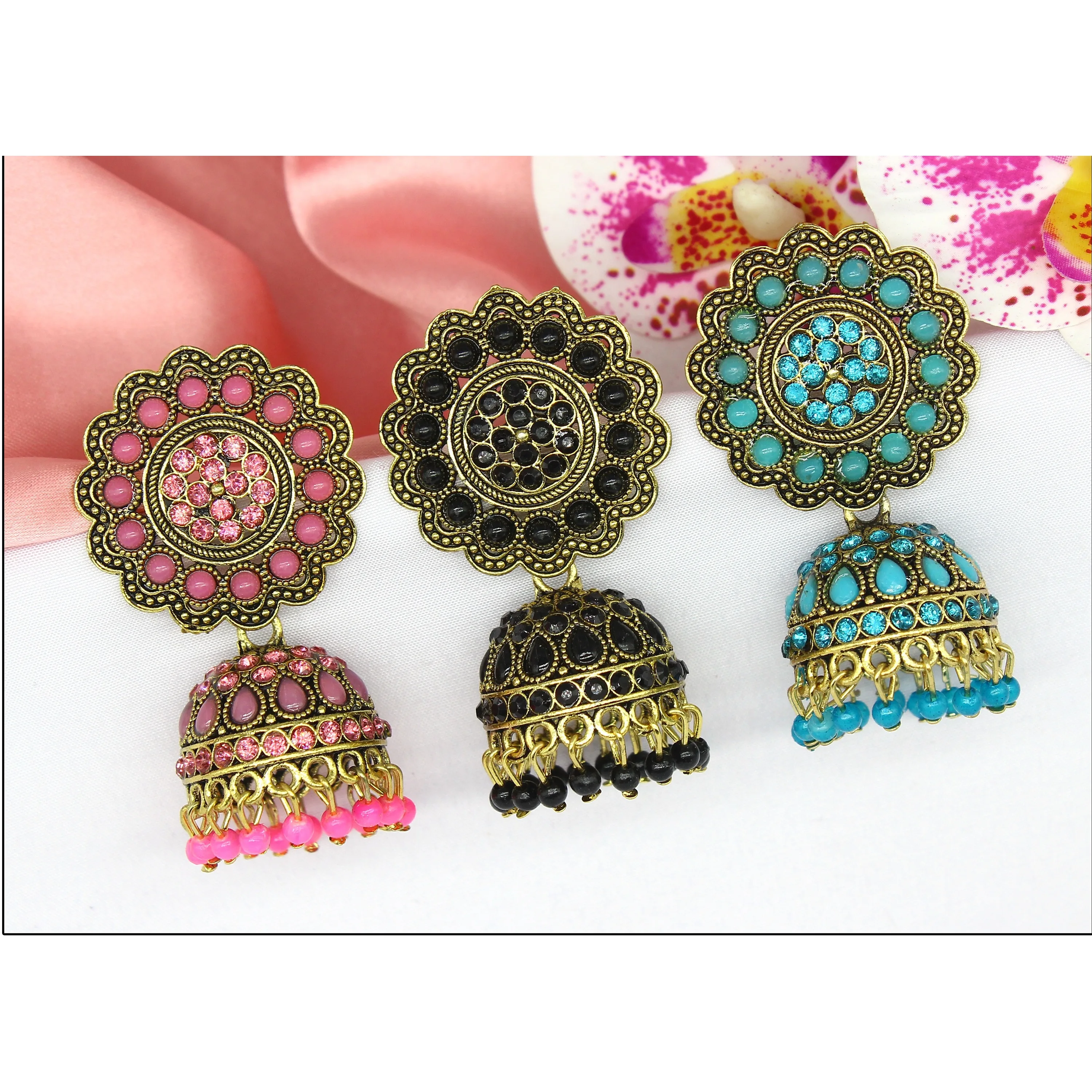 Earrings Manufacturer of Indo Western Meenakari Jewellery Jhumka Earring With Gold Plating for Export dubai indian jewelry