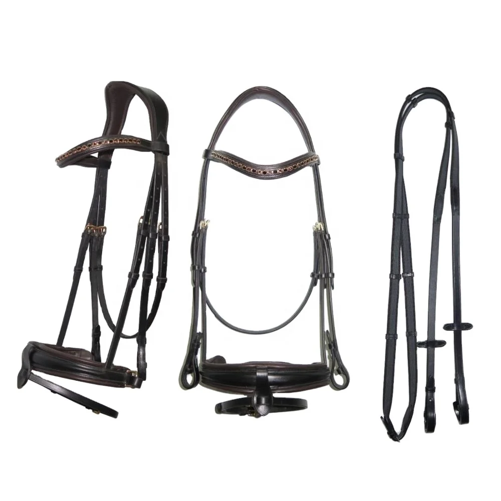 High Quality Indian DD Leather Flash Bridle with Anti Slip Rein  in Manufacturing Bridle