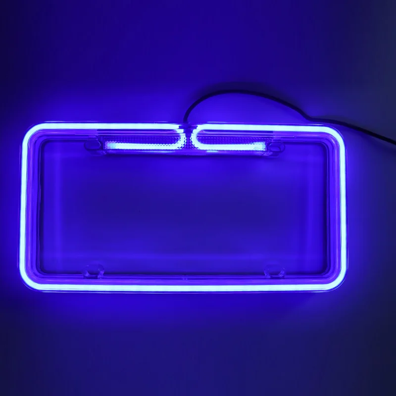 Neon License Frame 12V LED Light Front Rear License Frame Holder Universal Car