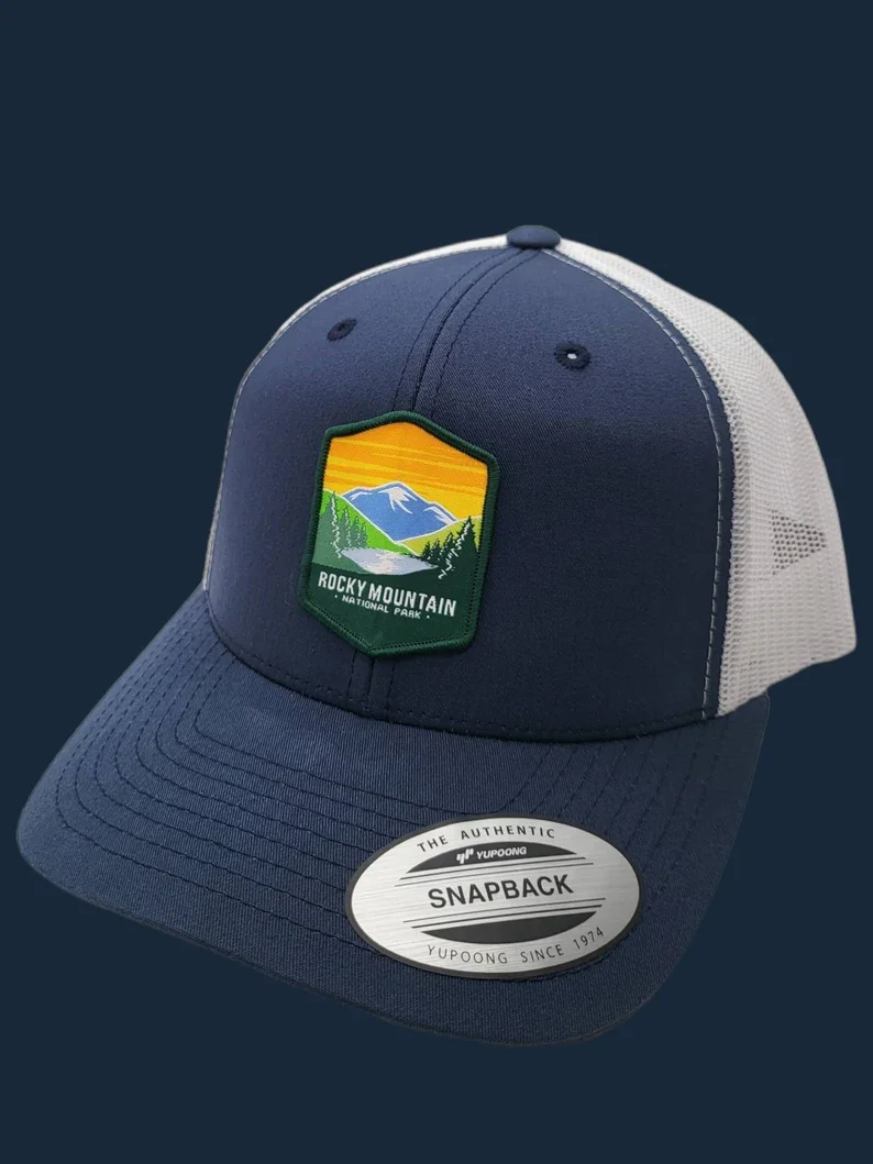 Rocky Mountain National Park Trucker Hat, Custom Patch Classic Yupoong Snapback Hat, Wholesale Flat Brim Hip Hop Sports Hats