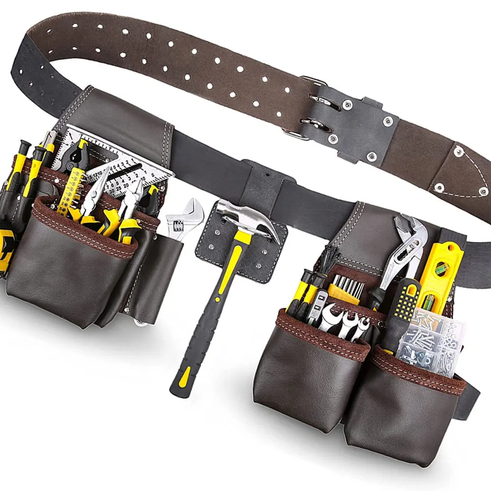 100% High Quality Custom Sizes Heavy Duty Leather Tool Kit Belt Made in Pakistan for Gardening & Electrician Tool Bag