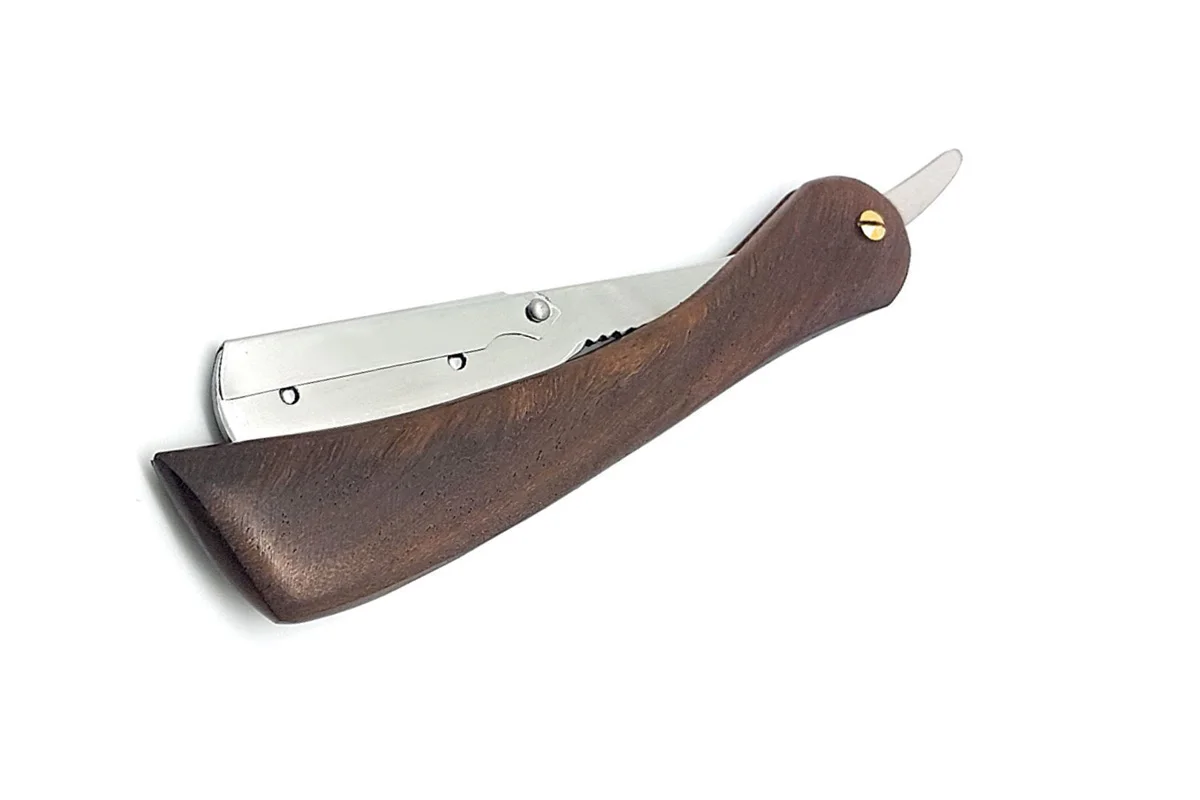MACLURA Half Blade Shavette Razor Wood Handle Swing Lock Free Logo-Barber Straight Razor Triple Single Disposable Underarm