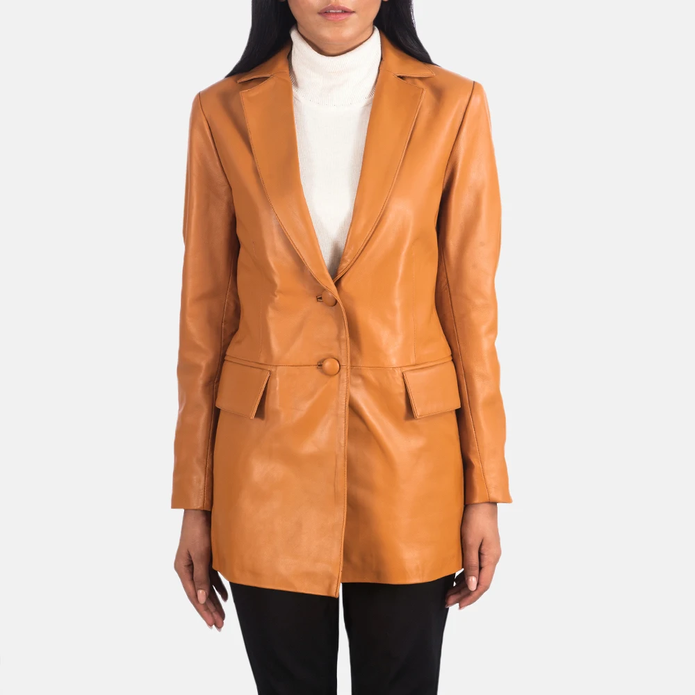 Motorcycle Thickened Winter Stand Collar breathable Leather Ladies Jacket Slanting Placket Women Winter Brown Tan Coat