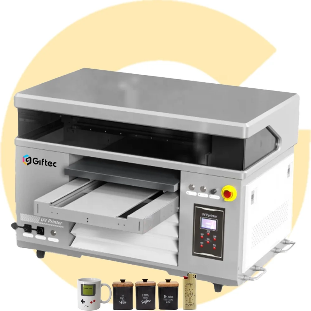 Giftec машина для малого бизнеса идеи онлайн-Apollo-46v УФ-ДТФ 4060 плакатов Para Imprimir Taza UV планшетный металл