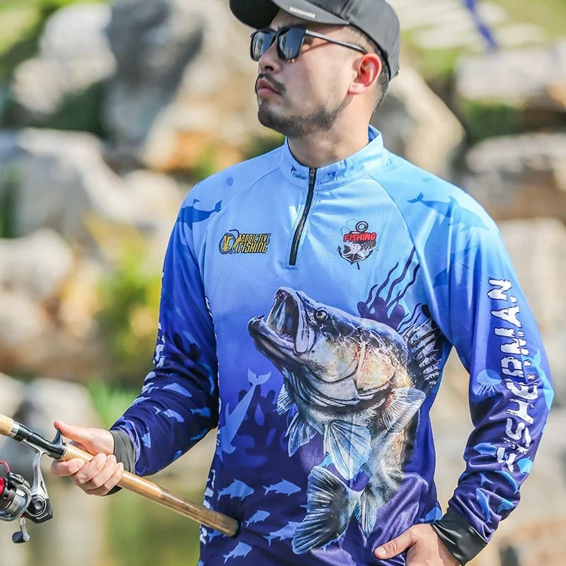 High quality 100% Polyester Long Sleeve Cheap Light Blue Marlin Sport Fishing Upf 50+ Long Sleeve Fishing Shirts