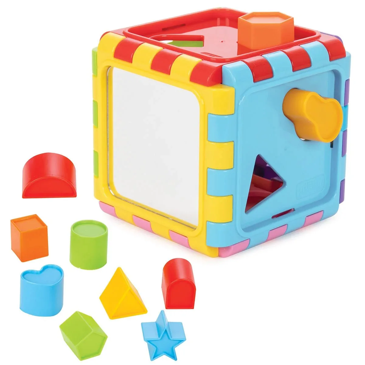 Shape Sorting Cube with Mirror Building Blocks Toy for Kids and Baby Creative Play Geometry Stacking 3D Puzzle Educational Toys