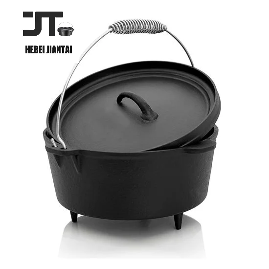 3,5l голландская духовка, предварительно приправленная крышка из чугуна, также кастрюля для кастрюли с крышкой, подъемник для кемпинга, приготовления пищи, барбекю, выпечки