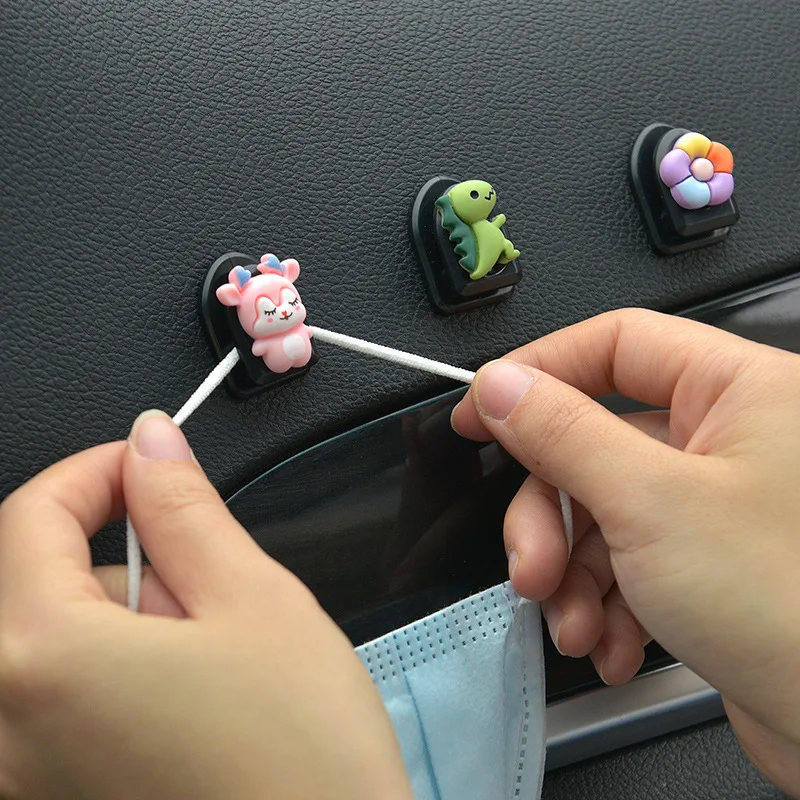 Car Mini Cartoon Hooks Cute Animal Decoration Automobile Interior Organizer Holder Durable Small Hook Car Accessories