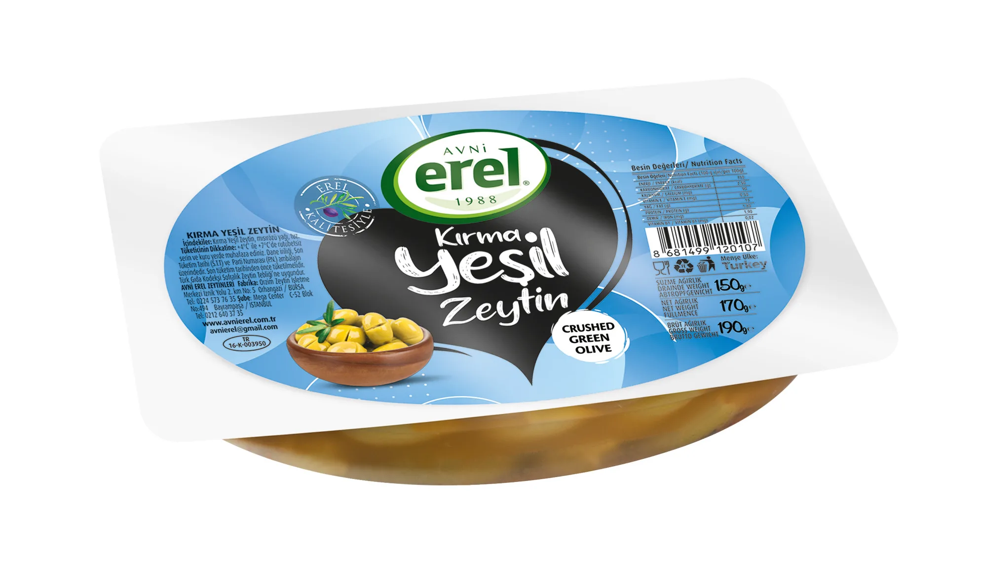 Scratched  Green  Olives  Fresh/Soft 170gr  Premium Quality and Best Price Made in Turkey