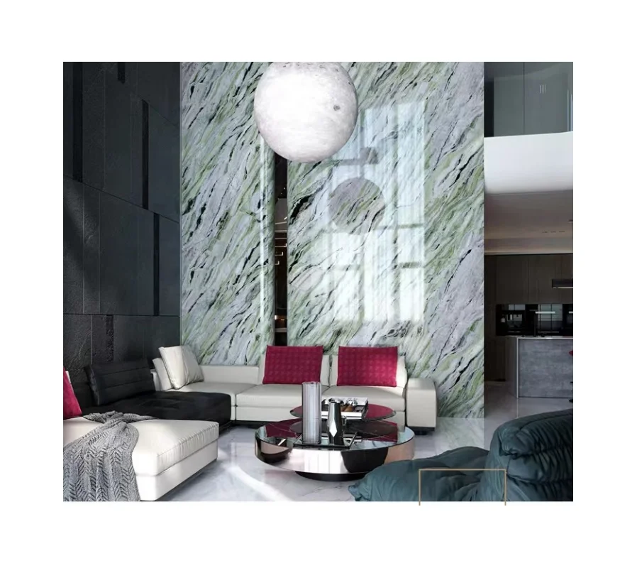 Профессиональный производитель зеленая фарфоровая мраморная Глянцевая плита Плитка Из спеченного камня для гостиной украшения дома