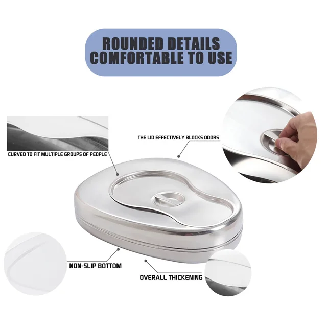 Premium Quality Bedpan with cover and handle hospital stainless steel Urinal Bed Pans with Lid Holloware Instruments