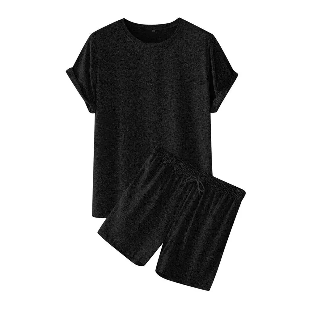 Mens Tracksuit 2-Piece Set Short Sleeve T Shirts and Shorts Sweatsuit Outfit Set