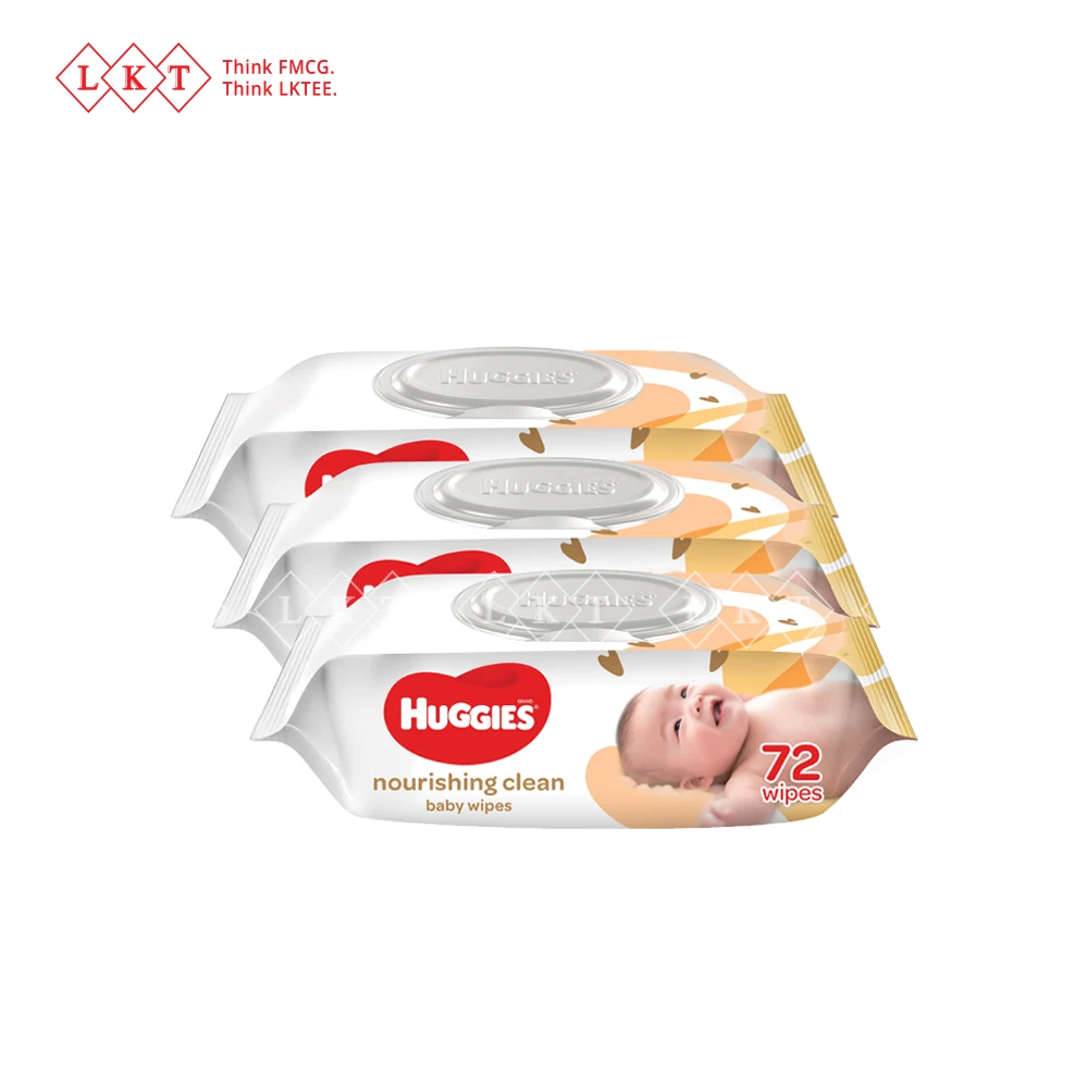Huggies Baby Wipes Nourishing Clean 72S x 3 Baby Wet Wipes Pampers Diapers for Babies Malaysia Direct Factory