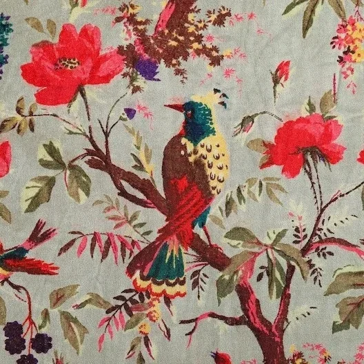 Bird printed Silk Velvet Fabric Multicolor Soft Velour Fabric Wholesale Silk Velvet Upholstery