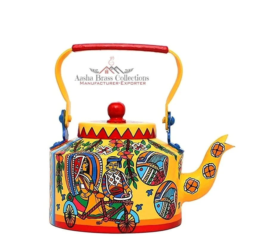 Trendy Design Hand Painted Yellow Traditional Tea Kettle Made In Aluminum Decorative Beautiful Customized Design Cheap Price