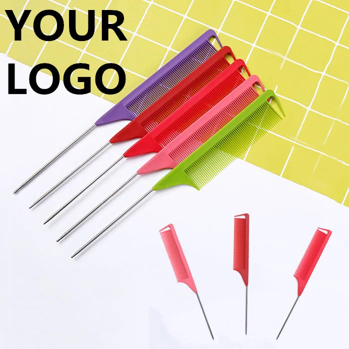 Antistatic Heat Resistant Custom Logo Carbon Hair Precision Rat Tail Parting Comb With Private Label Customized Combs