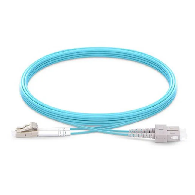 Aqua Jumper Fiber Optic Cable 2.0mm 3.0mm OM3 LC/UPC To SC/UPC Multimode Duplex Patch Cord 1 2 3 Meter 10 LSZH PatchCord