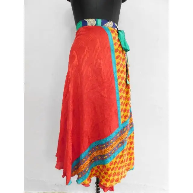 Vintage silk saree Magic Wrap Skirts Handmade Silk Reversible rapron skirt