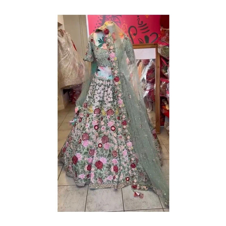 Indian Manufacturer of Best Quality Mono Satin Silk Lehenga Choli with Embroidered Work for Wedding and Party Wear