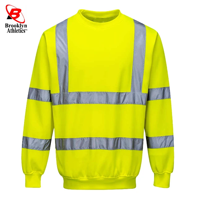 Fleece Safety Fleece sweat shirts OEM  Hoodies Customized Orange Lined Fleece Sweatshirts Mens Work Reflective
