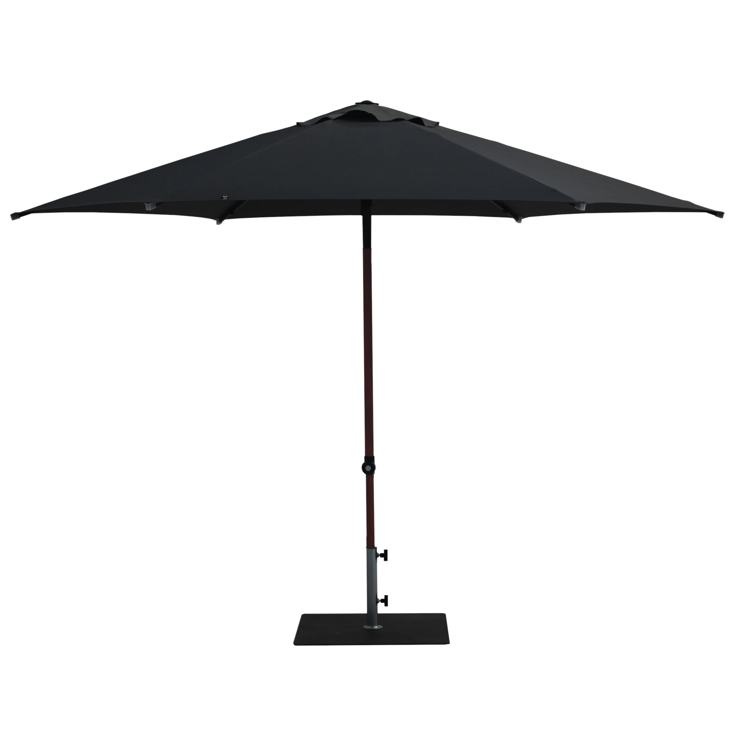 Italian 100% Made Anthracite Color Modern Design Wood Look Parasol 300 cm Diameter Outdoor Commercial Use Aluminum Frame Base