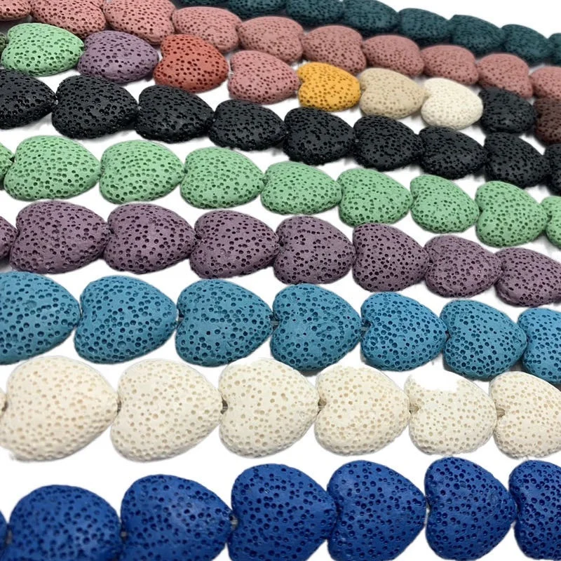 Gemstone Lava Beads Heart Shaped Jewelry beads Flat Heart Shaped beads Lava stone Heart for Jewelry making