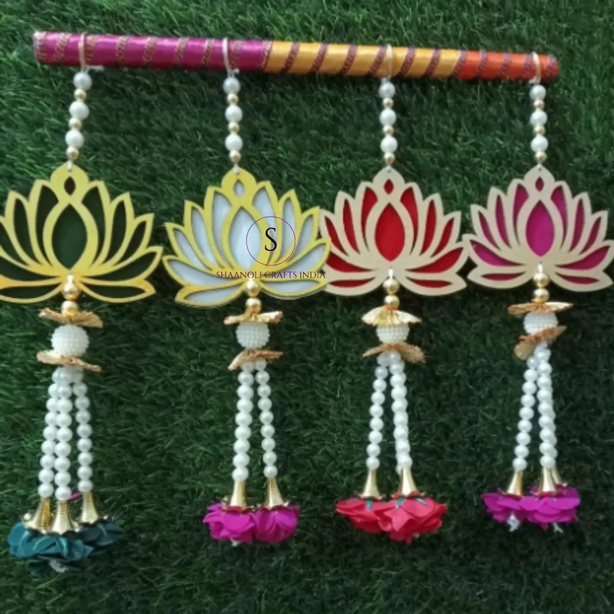 High Quality Wooden Lotus Design Hanging Beads Wedding Garlands & Wreaths Traditional Diwali Toran Decoration Style