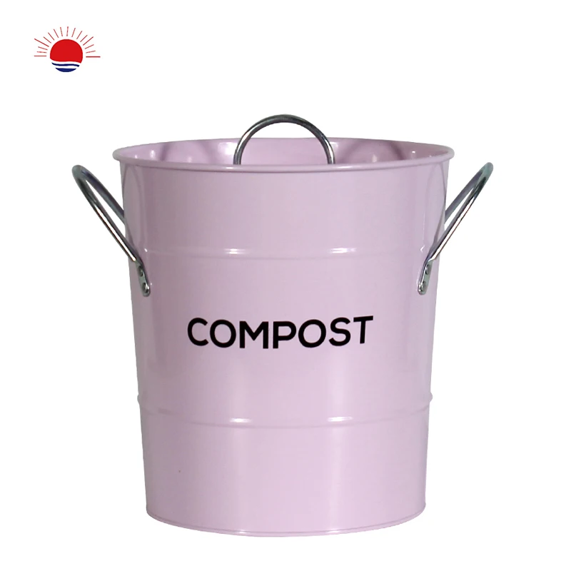 Hot-selling New Lifestyle  Galvanized Steel Bucket Food Waste Bin Compost Bin for Kitchen