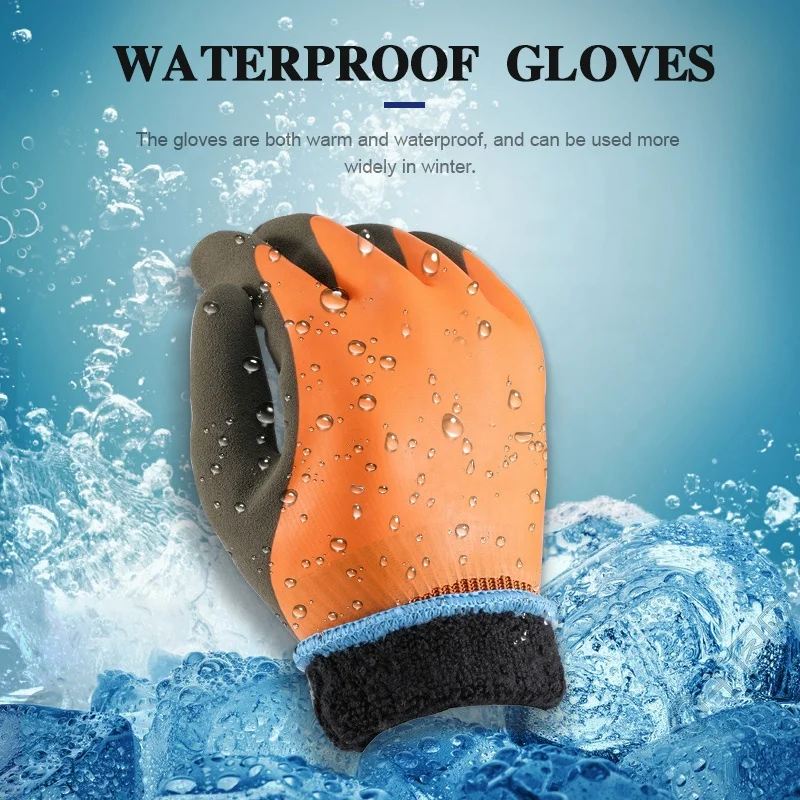 low temperature hand warm Winter warm latex double coated safety winter gloves waterproof thermal gloves work gloves men